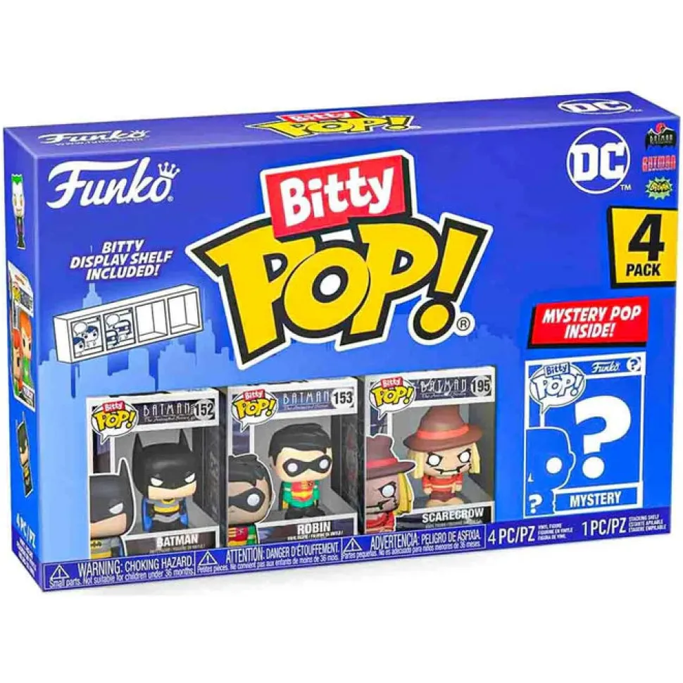 Bitty Pop! DC Comics Superheroes: Batman 4-Pack Mini Vinyl Figure with Mystery