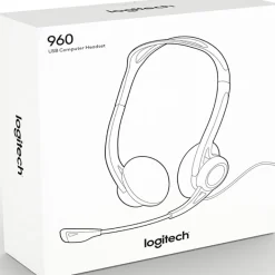 Logitech 960 Wired Headset Stereo Headphones with Noise-Cancelling Microphone