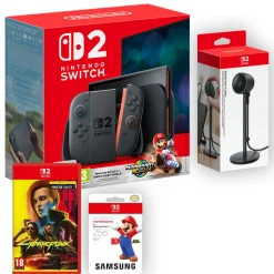 Nintendo Switch 2 Mario Kart Bundle with Cyberpunk 2077 Ultimate Edition, SD Card & Switch 2 Camera