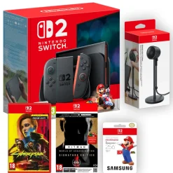 Nintendo Switch 2 Mario Kart Bundle with Cyberpunk 2077, Hitman WOA, SD Card & Switch 2 Camera